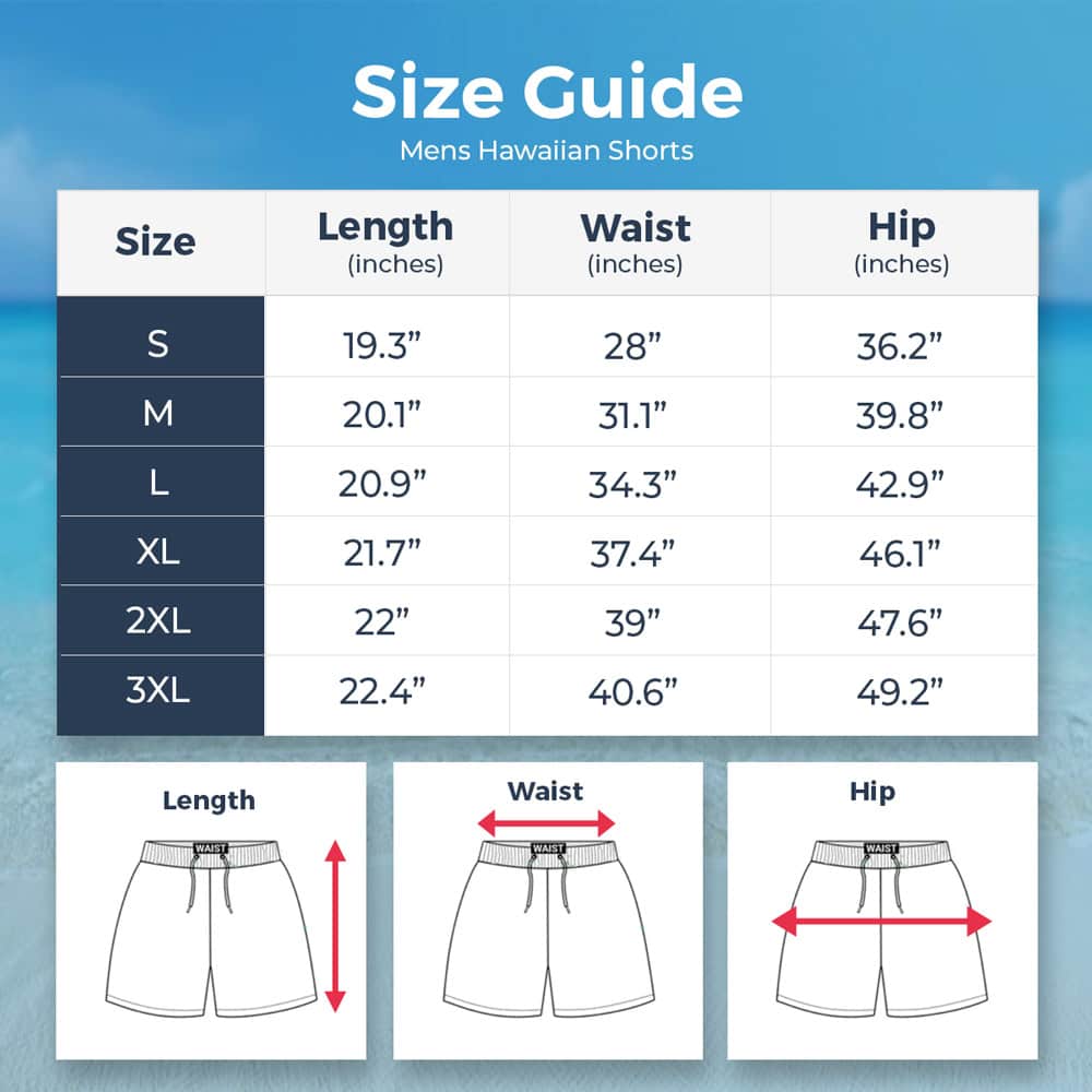 Size Guide Men's Hawaiian Shorts