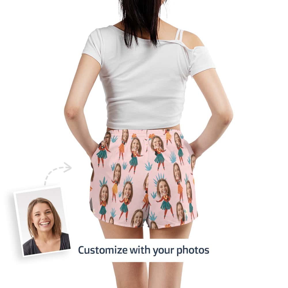 Hawaiian Print Shorts Back