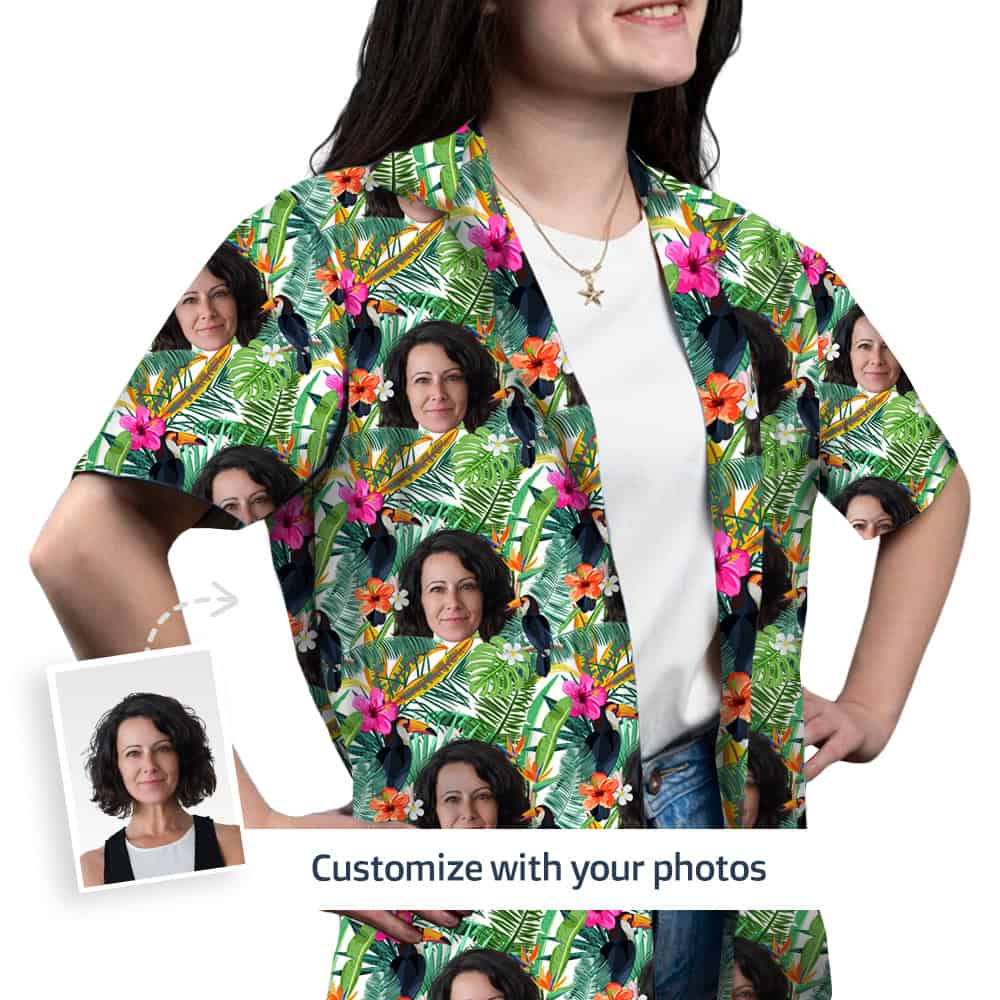 Hawaiian Shirt With Bird Front