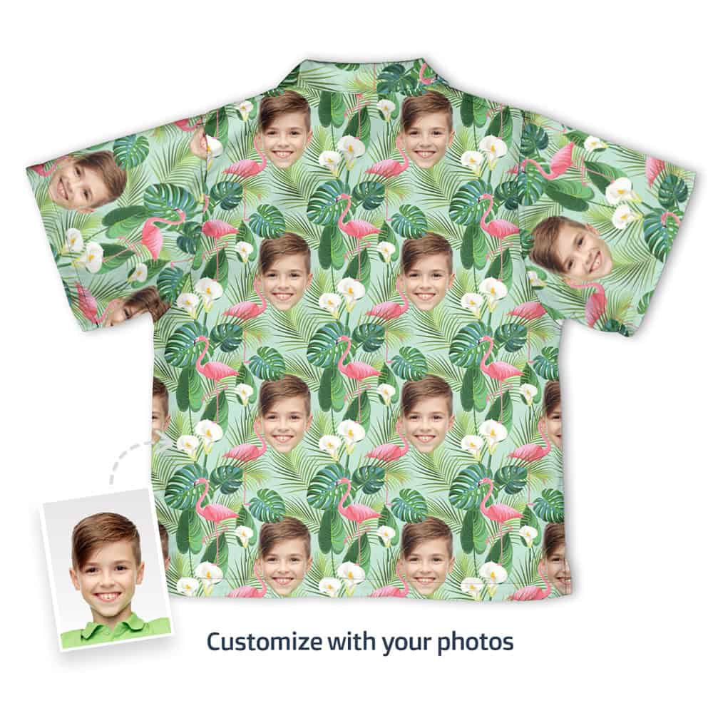 Hawaiian Shirt With Kids Faces Back