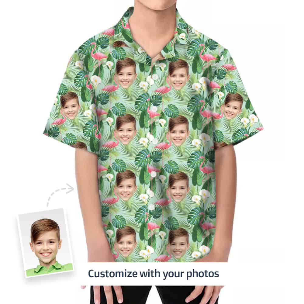 Hawaiian Shirt With Kids Faces Front
