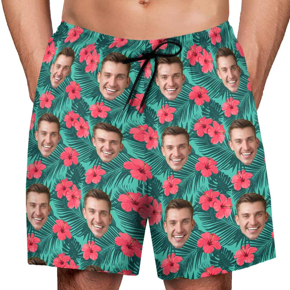 Mens Floral Swim Shorts Model