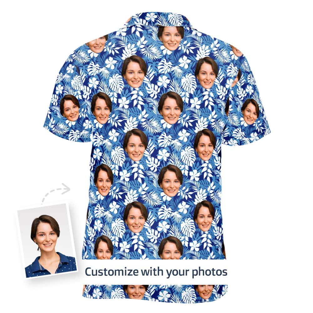 navy blue hawaiian shirt back