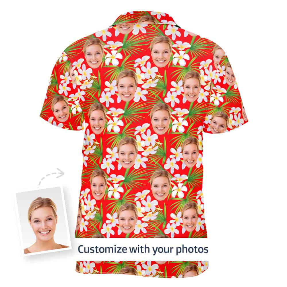 red floral hawaiian shirt back
