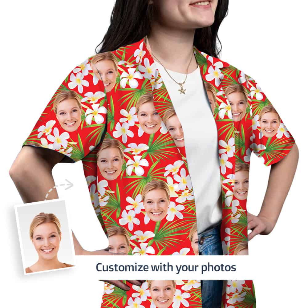 red floral hawaiian shirt front